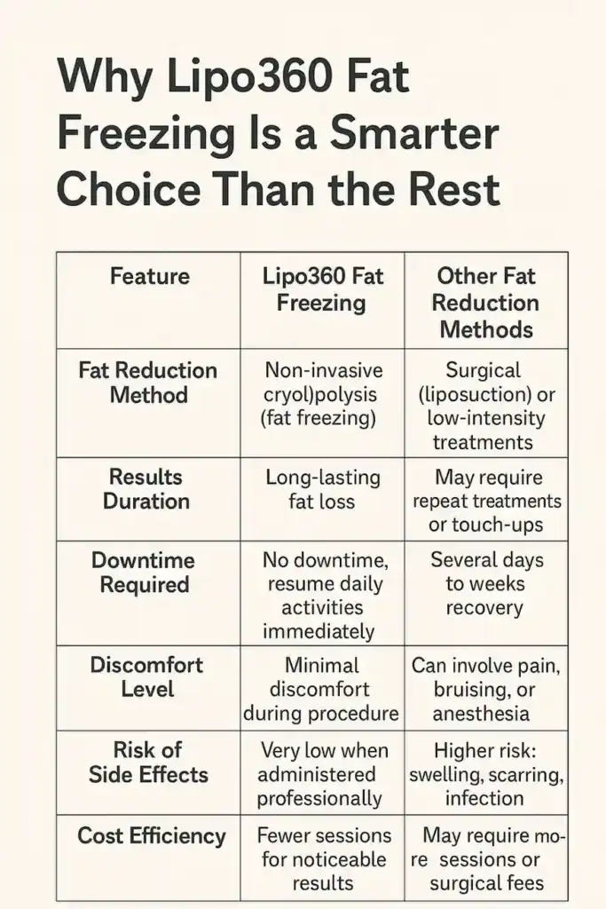 Is it possible to permanently freeze fat cells? 2 Table showing benefits of fat freezing to remove fat cells Beaconsfield from Lipo 360