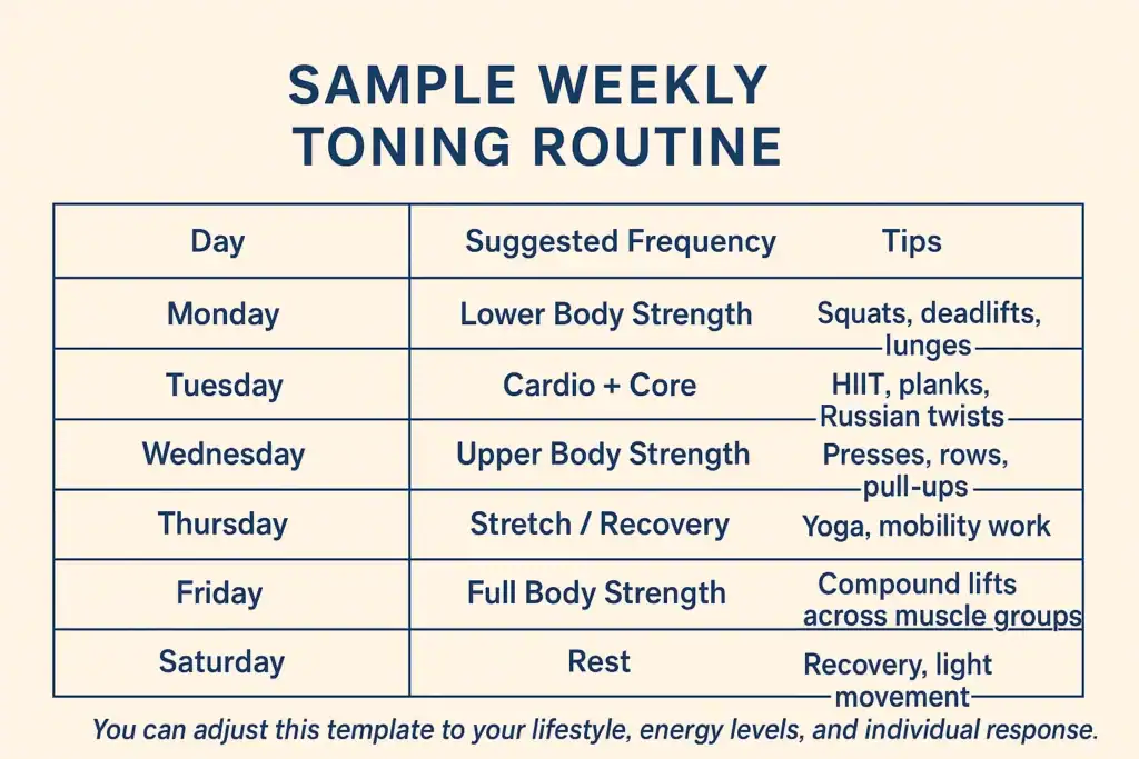 Achieving the Perfect Tone: How Often Should You Exercise for Results? 4 Weekly exercise Beaconsfield plan graphic