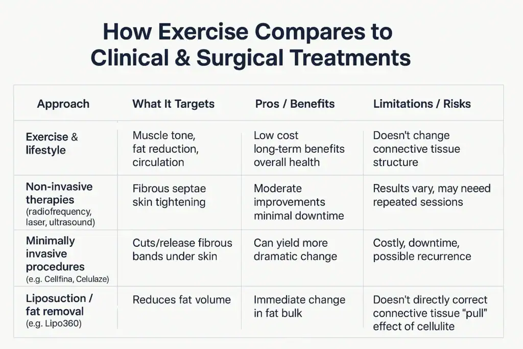 Sculpting Your Bum: Can Toning Exercises Really Reduce Cellulite? 2 How exercise compares to treatments from Lipo 360 Beaconsfield