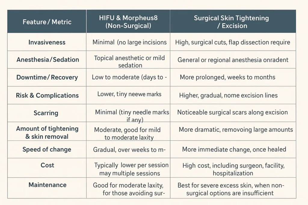 The Science of Skin Tightening 2 Table of skin tightening Beaconsfield benefits compared to surgical options